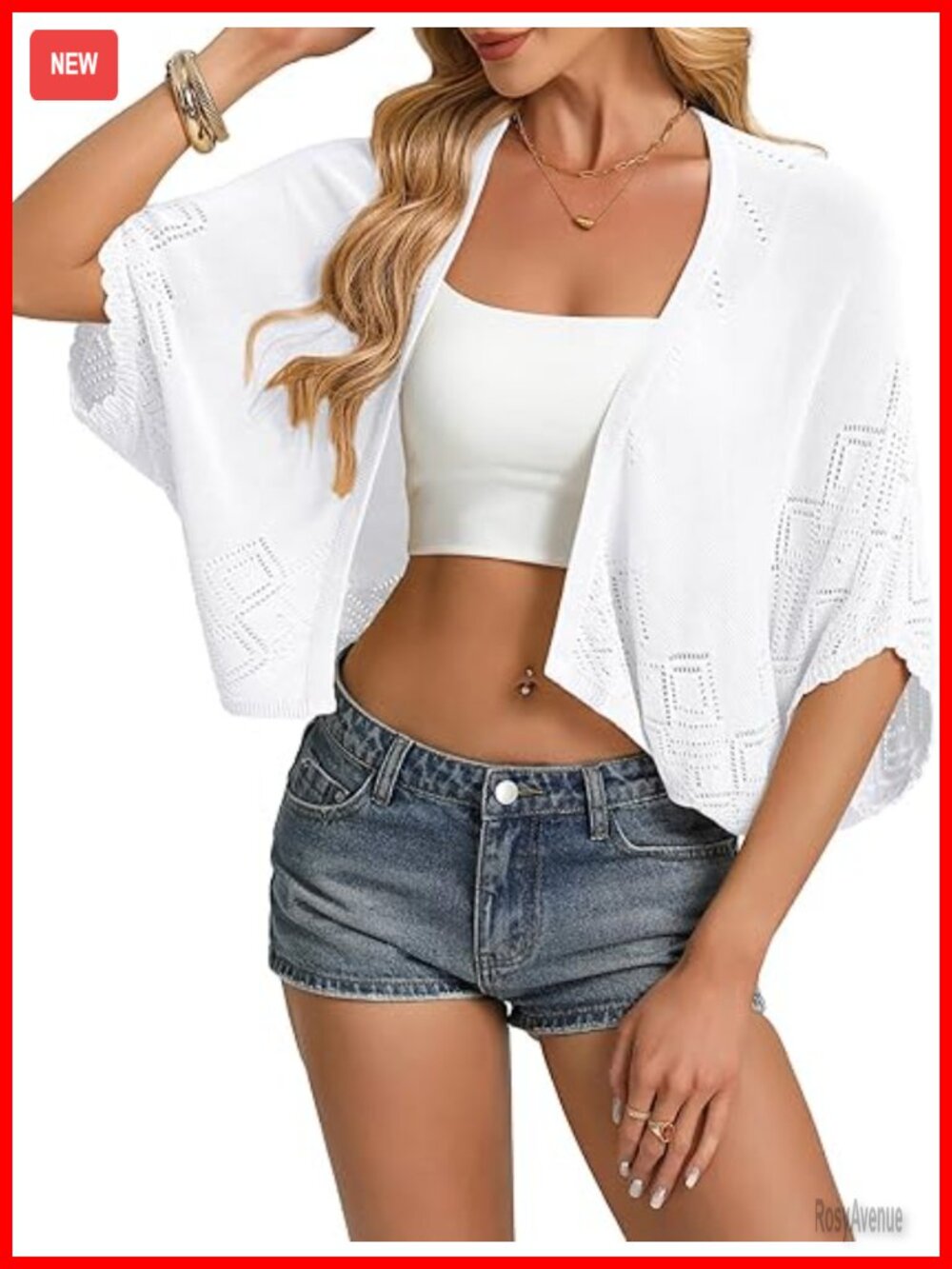 Lightweight Crochet Open Front Shrug Bolero Cardigan Summer